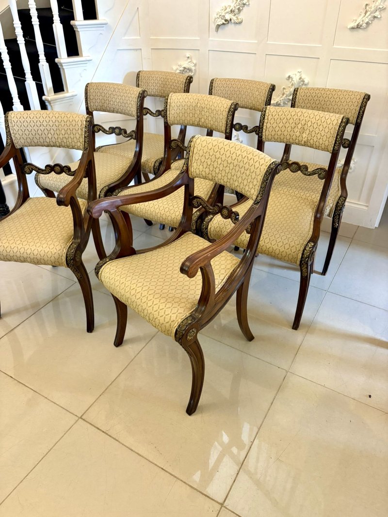 Exhibition Quality Set Of Eight Antique Regency Mahogany Dining Chairs